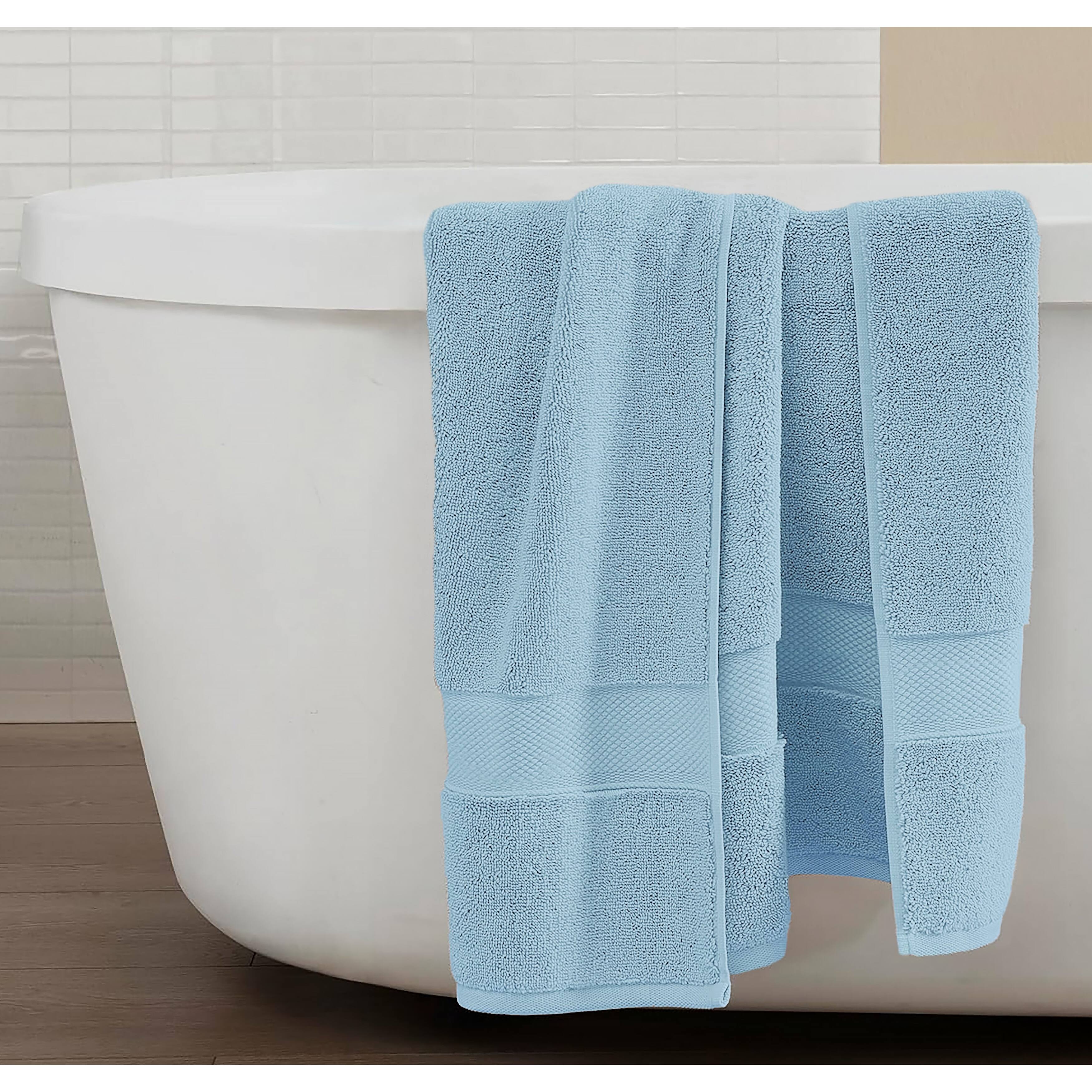 6 Piece Set Blue Cotton Super Soft Lightweight Absorbent Bath Towel